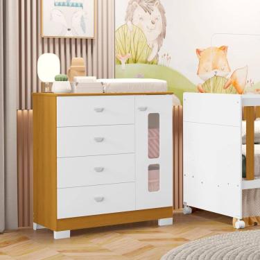 Imagem de Cômoda para Quarto de Bebê em Mdf Katatau Branco Fosco /Savana