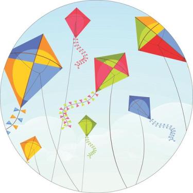 Imagem de Painel de Tecido Sublimado Redondo Pipas Céu Azul c/ Elástico - Fabrik