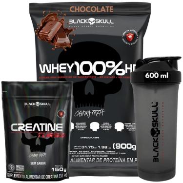 Imagem de Kit Whey Protein 100 HD Pure 900g 3W Concentrado Isolado Hidrolisado com Creatina150g e Coqueteleira-Unissex