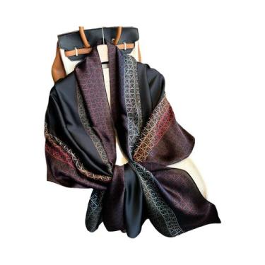 Imagem de Lenço De Seda Luxuoso Feminino 180x90CM Estampa Fashion Xale Longo Pro