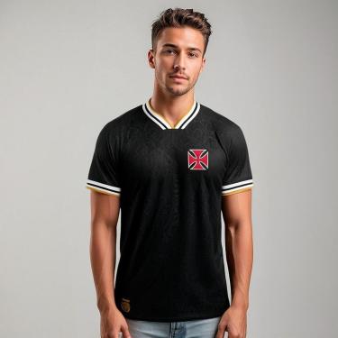 Imagem de Camisa Vasco Retrô 1974 Campeão Brasileiro Jacquard Masculina-Masculino
