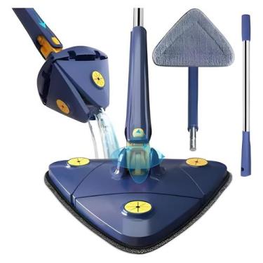 Imagem de Esfregão Mop Triangulo Ajustável Giratório 360 Multiuso 2 Refil Rodo d