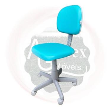 Imagem de Cadeira mocho Turquesa Base cinza ideal estética odontologia podologia