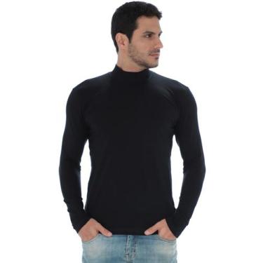 Imagem de Blusa Masculina Gola Alta Slim Com Elastano Anistia Preta, Preto, G