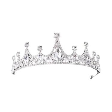 Imagem de Tiara De Noiva De Cristal Prateado Com Strass, Coroa De Princesa Para 