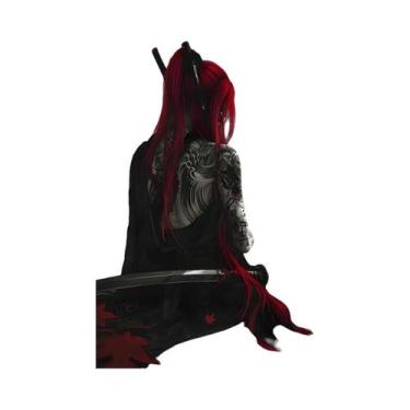 Imagem de Pintura Em Tela De Guerreiro Samurai Da Lua Vermelha Com Paisagem Japo