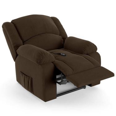 Imagem de Poltrona Do Papai Reclinável Pietra Controle Power Elétrico Fh9 Veludo Marrom - Mpozenato