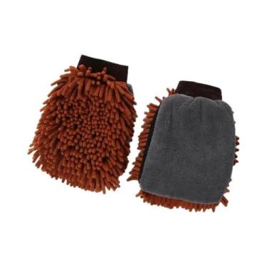 Imagem de Luva De Lavagem Automotiva De Chenille Coral Macia Antirriscos Multifu