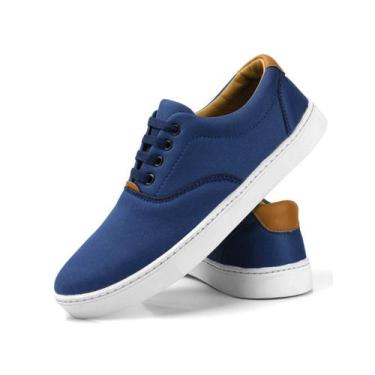 Imagem de Sapatênis Casual Masculino Cano Baixo Esporte Fino - Sapatofran, Azul,