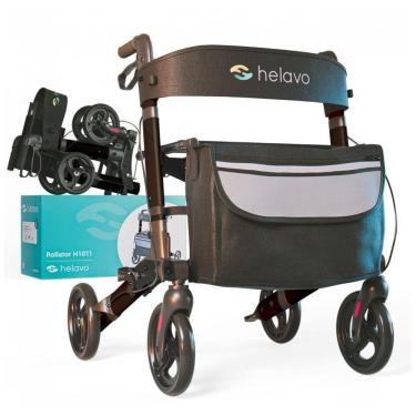 Imagem de Andador Adulto Idoso Helavo com Assento e Bolsa, Suporta até 136 Quilos, Preta