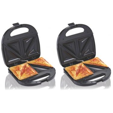 Imagem de Máquina de Sanduíche Hamilton Beach Elétrica com Placas Antiaderentes Livres de PFAS, Prepara Sanduíches Recheados, Omeletes