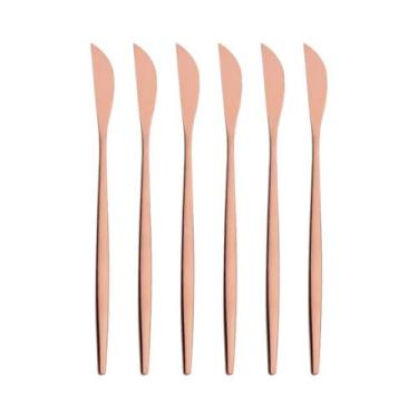 Imagem de Conjunto De Facas De Jantar Em Aço Inoxidável Dourado 6 Peças Acabamen