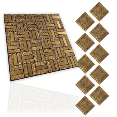 Imagem de Pastilha De Vidro Kit 10 Uni Adesivo Parede Cozinha Banheiro Sala Decorativa Facil Aplicacao Moderna Requintado Reforma