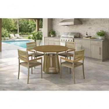 Imagem de Conjunto área Gourmet Redondo 4 Cadeiras Trama Solare Bege