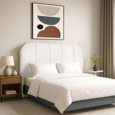 Imagem de Cabeceira Estofada 140 cm Para Cama Box Casal Boucle Luxo - Clique Chi