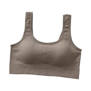 Imagem de Top De Algodão Em Cor Sólida Para Mulheres, Sutiã Esportivo Com Alças 