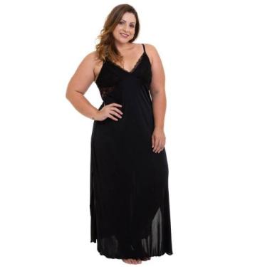 Imagem de Camisola Longa Com Renda Preto Liganete Sepie 1010-PL Plus Size, Preto