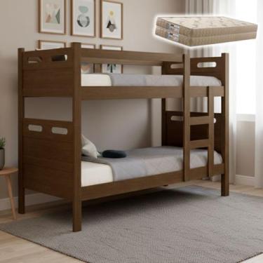 Imagem de Beliche Jaspe Completa Vira 2 Camas Solteiro Com 2 Colchões D33 Alta Q