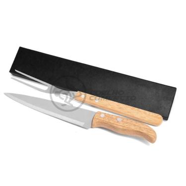 Imagem de Kit Churrasco 2Pçs Inox Faca E Garfo 13" + Capa De Proteção