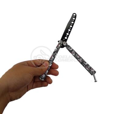 Imagem de Canivete Skull Caveira Treinamento Manobras Faca Borboleta