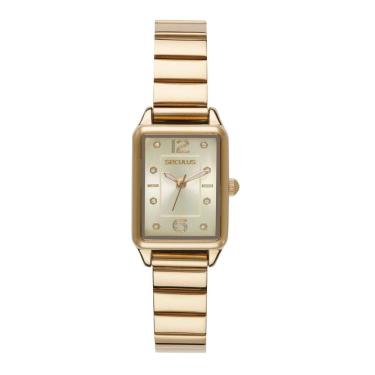 Imagem de Relógio Seculus Feminino Ref: 23763lpsvds1 Retangular Dourado
