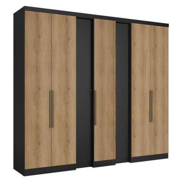 Imagem de Guarda Roupa Casal Selecto 7 Portas Preto Capuccino Acetinado - THB