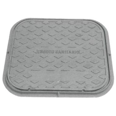 Imagem de Tampa Tampão De Chão Simples T33 Ferro Passagem 48x54cm - FUNDIÇÃO SÃO