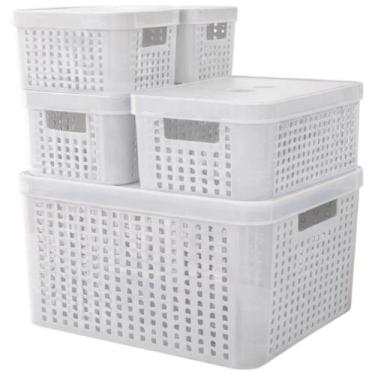 Imagem de Kit 5 Caixas Organizadoras com Tampa 2 Litros 4,5 Litros 17 Litros Ces