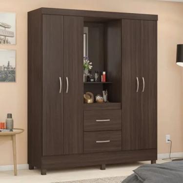 Imagem de Guarda-Roupa Solteiro 4 Portas Bater 2 Gavetas Capelinha Lord Demobile