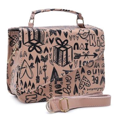 Imagem de Bolsa Feminina OEM Lolita Pequena Clutch em Couro Ecológico 14x17x6 Nude Love para Público