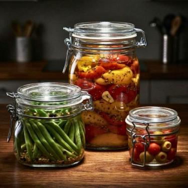 Imagem de Jogo Completo Pote de Vidro com Tampa Hermética 3pçs Bormioli Rocco Fi