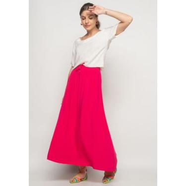 Imagem de Saia Midi Viscolinho Rosa Salvatore, Rosa, P