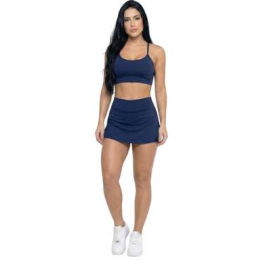 Imagem de Conjunto Top Alça Fina E Short Saia Vekyo Roupa Para Academia Treino M