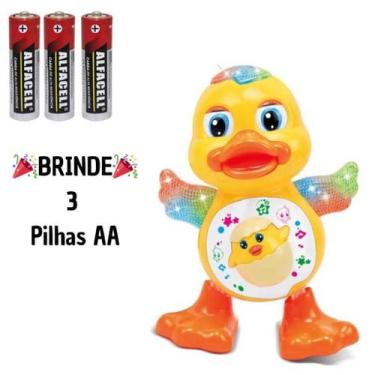Imagem de Patinho Dançante Musical Com Som e Luz Amarelo + 3 PILHAS DE BRINDE - 