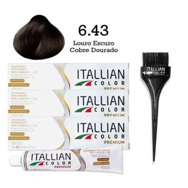Imagem de 3 Unidades Coloração 6.43 Louro Escuro Cobre Dourado  Itallian Color -