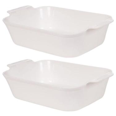 Imagem de Travessa de plástico retangular 2,5 litros marmorizado com 2 unidades 