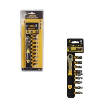 Imagem de Kit Chave Catraca 19 Peças Soquete Canhão e Bits - STARTOOLS