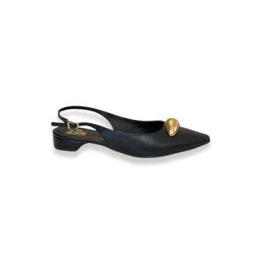 Imagem de Slingback Preto Salto Baixo Divalentini, 37