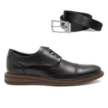 Imagem de Sapato Social De Couro Democrata Masculino Metropolitan Bay 273101 + Cinto Dupla Face-M...