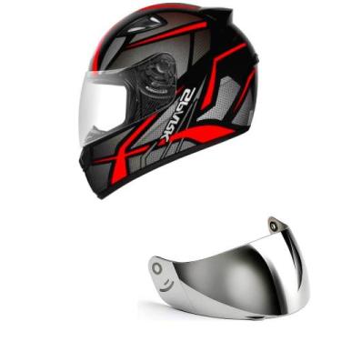 Imagem de Capacete Ebf New Spark Spider Preto e Vermelho Mais Viseira Prata, 56