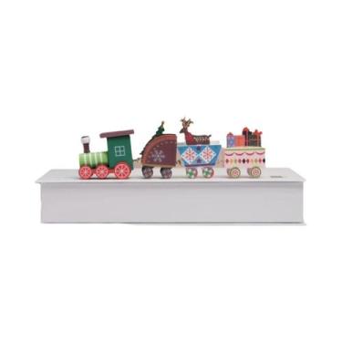 Imagem de Mini Decorações De Trem De Natal Em Madeira Pintadas, Ornamentos De Me