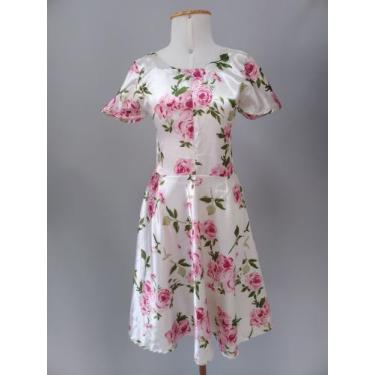 Imagem de Vestido de Cetim de Seda Floral - Ulisses D'Melo 