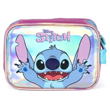 Imagem de Estojo Box Holográfico Stitch Disney Escolar 36 Elásticos 100 Pens Lux