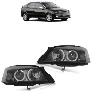 Imagem de Farol Dianteiro Astra 2003 A 2011 Liso Acrílico Máscara Negra - Automo