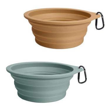 Imagem de Taças dobráveis de silicone para cães PetBonus, pacote com 2 taças tur