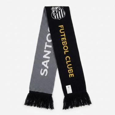 Imagem de Cachecol de La de Inverno Santos FC Unissex Preto e Branco