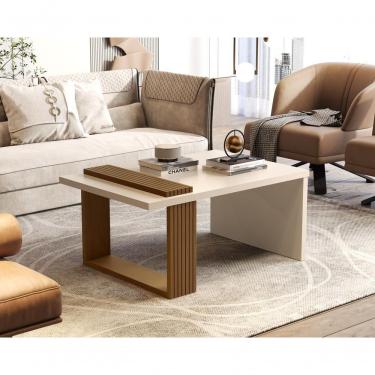 Imagem de Mesa de Centro JB 8020 Luxo Retangular Madeira 80CM Pérola Nature JB Móveis