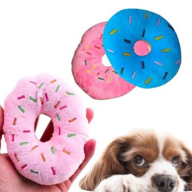 Imagem de Brinquedo Pelúcia Donut Colorida p/ Pet Cachorro c/ Som Apto divertido