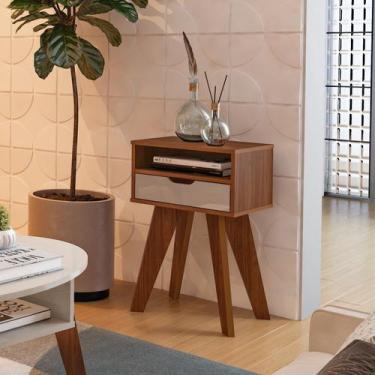 Imagem de Mesa Lateral de Apoio com Gaveta Pés Retrô Vip Artely Marrom