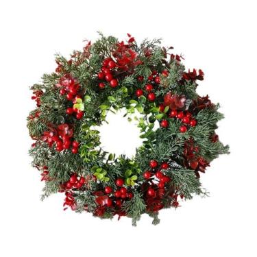 Imagem de Guirlanda De Natal Com Frutas Vermelhas 40x40cm, Decoração De Inverno 